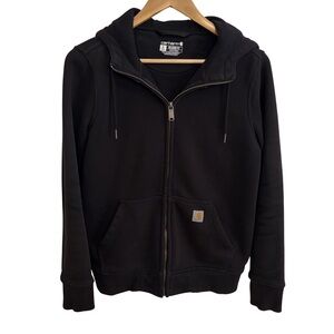 Carhartt Black Full Zip Hoodie Women’s Small Relaxed Fit Workwear Sweatshirt